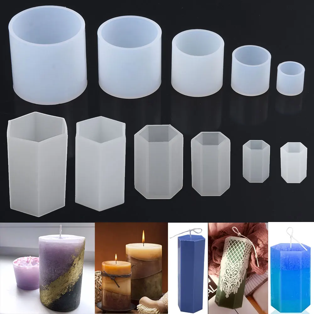 Cylinder Silicone Mold DIY Epoxy Resin Candle Mould Aromatherapy Candle Wax Molds Clay Plaster Craft Casting Mould Home Decor