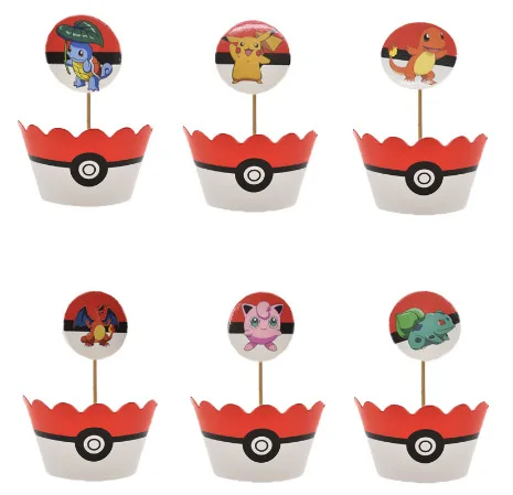 

Pokemon Pikachu Birthday Party Cake Decoration Theme Tableware Plate Cup Cake Topper Boy Girl Birthday Party Supplies