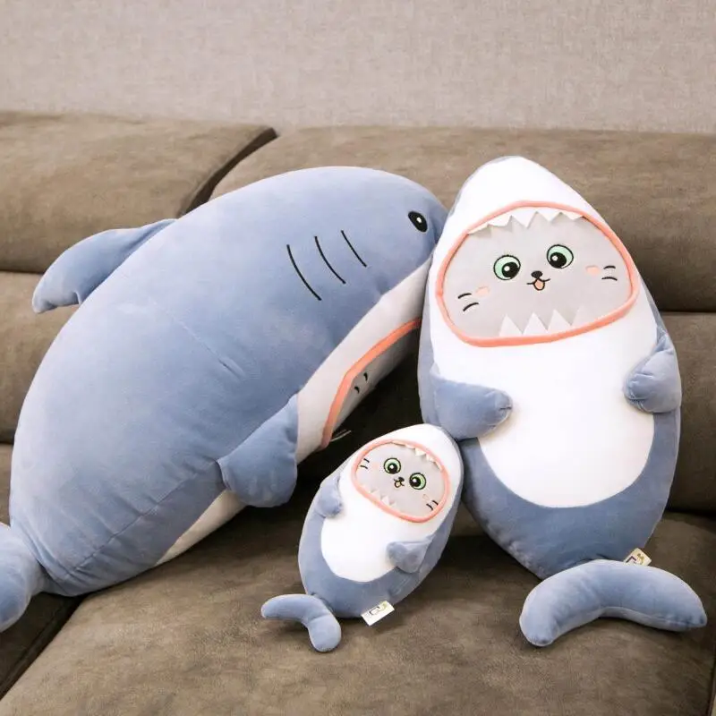 Милая плюшевая игрушка в виде кота улыбки акулы мягкие морские животные