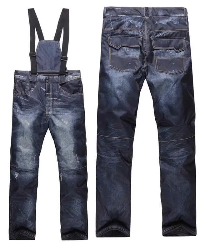 2021 Men Jeans Snowboard Pants Suspenders Ski Pants Men's Skate Snow Board Waterproof Windproof Thermal Skiing Pants