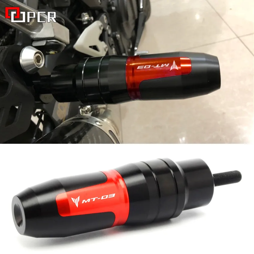 Almohadillas protectoras para motocicleta Yamaha, MT-03 deslizadores de escape con logo, accesorios de alta calidad para moto Yamaha MT03 MT 03