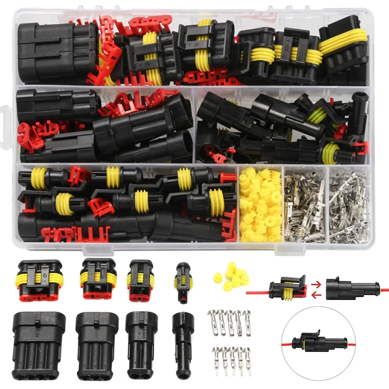 

352pcs HID Waterproof Connectors 1/2/3/4 Pin 26 Sets Electrical Car Wire Connector Plug Truck Harness 300V Auto Car Marine Parts