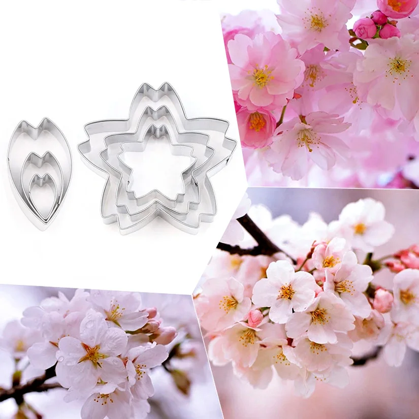 

Wholesale 10 Sets(3pcs/set) Stainless Steel Cherry Blossoms Candy Biscuit Jelly Fondant Cookie Cutters Cake Decorating Tools