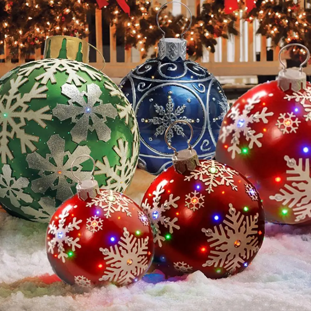 

60cm Christmas Ball Christmas Tree Decoration Outdoor Atmosphere Pvc Inflatable Toy For Home Christmas Gift Ball Xmas T1x0
