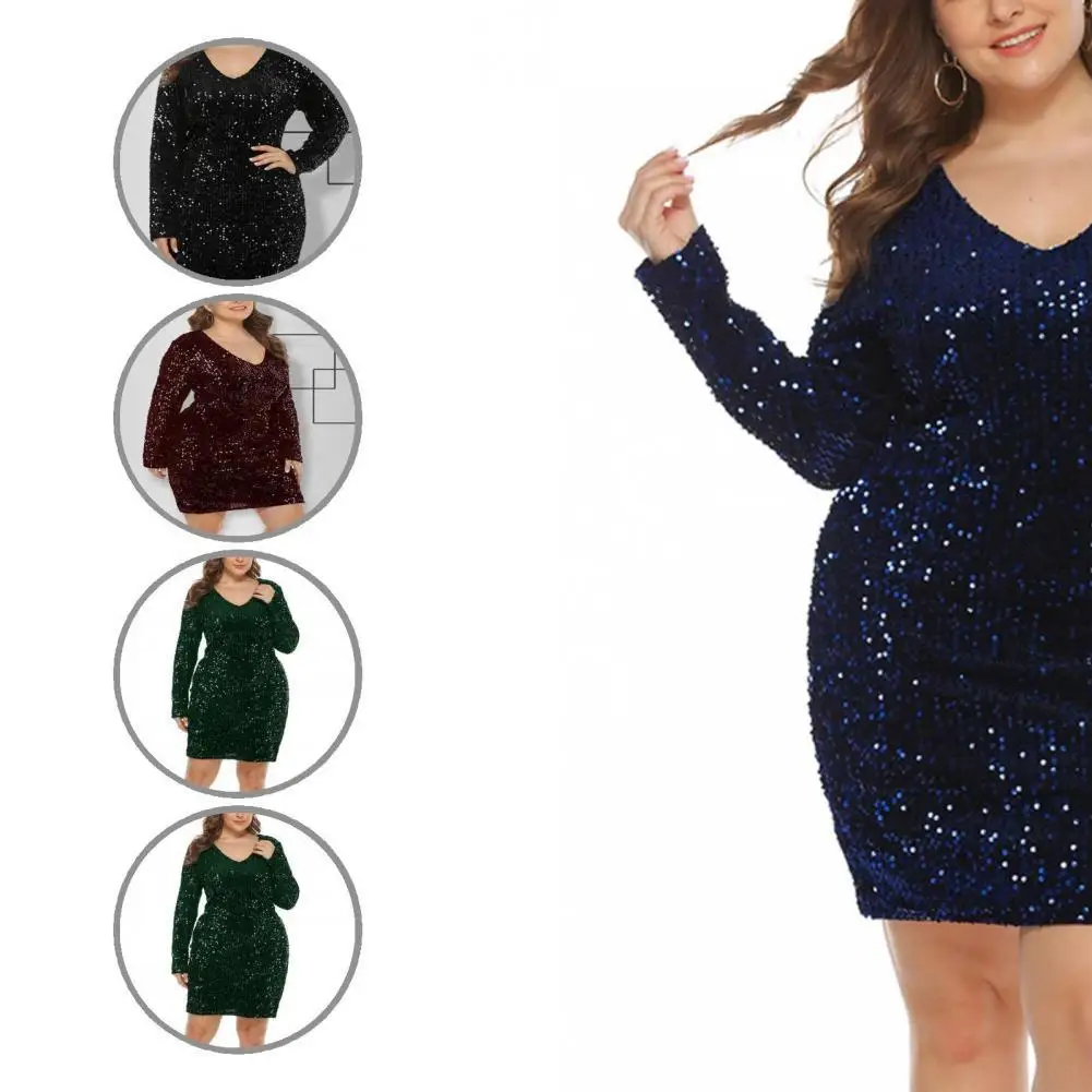 

Slim Lady Sequined Long Sleeve Dress for Wedding Women Dress Slim Lady Sequined Long Sleeve Dress for Wedding