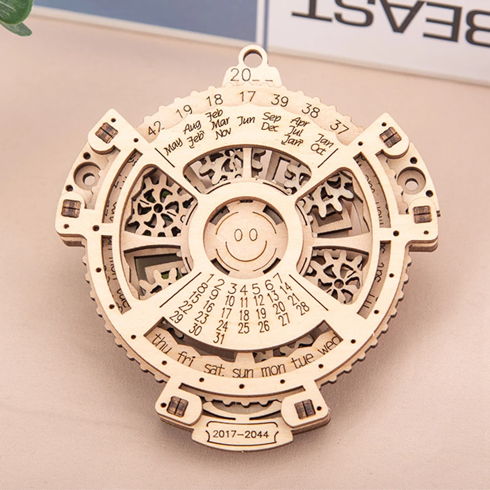 

Ретро Уникальный деревянный вечный календарь механическая передача резьба планировщик 3D DIY Головоломка умная детская развивающая игрушка