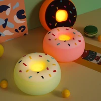 led night light lamp cute donut shape rechargeable smart touch 3 colors adjustable night light lamp soft silicon touch sensor