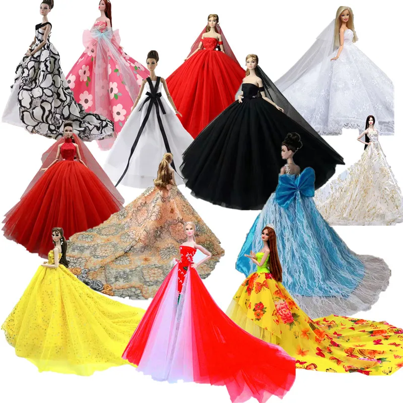 

Fashion Wedding Party Gown 11.5" Doll Clothes for Barbie Clothes Outfits Princess Dresses Vestidos 1/6 BJD Accessories Baby Toys
