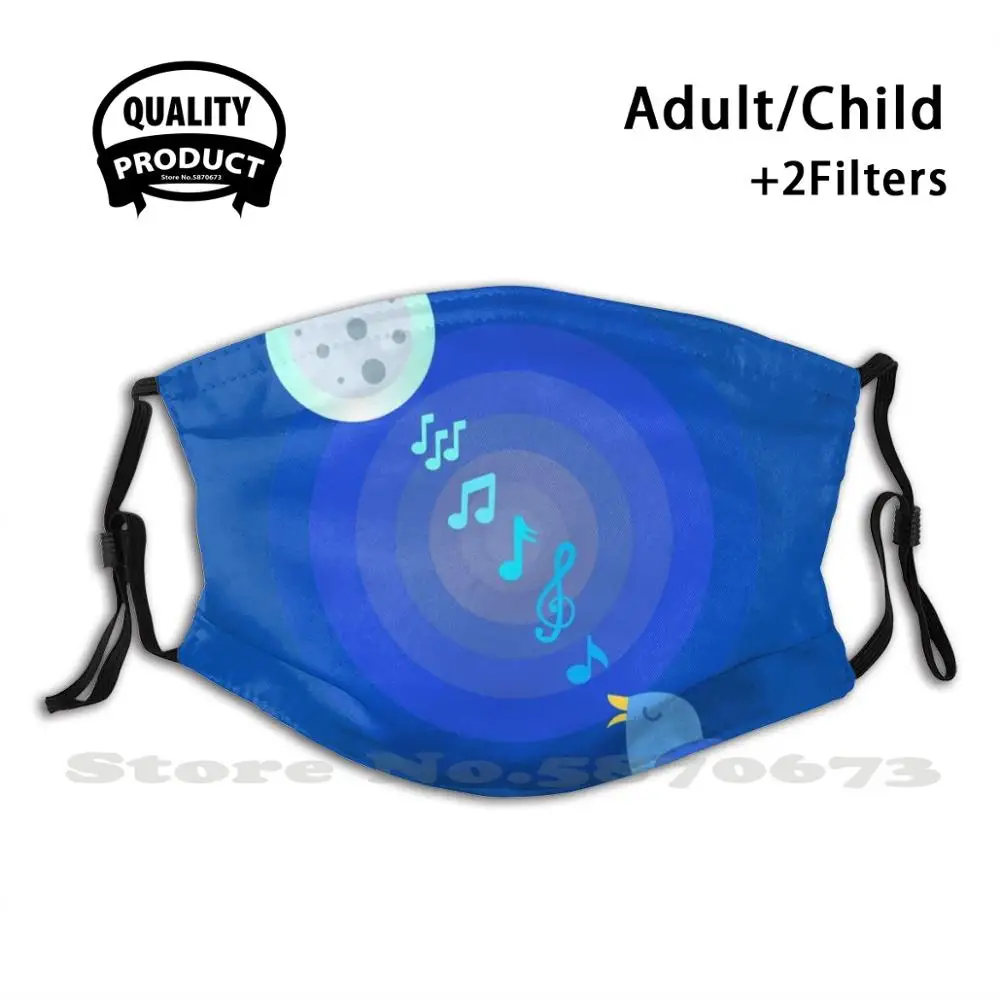 

The Night Beauty Tweeter - Mature Funny Cool Cloth Mask Mature Music Bird Song Singing Moon Glow In The Dark Awakening Relaxing