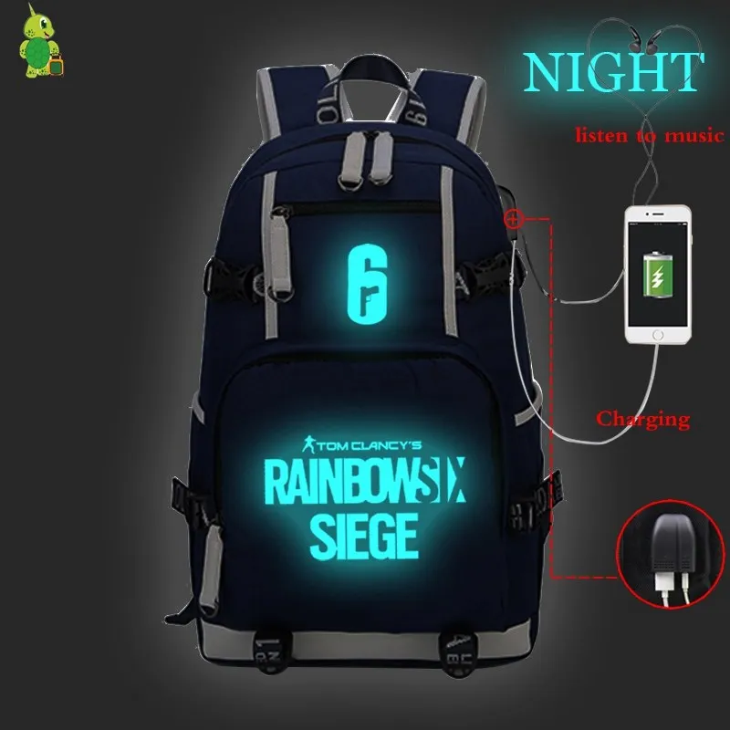 5 Игровой рюкзак Tom Clancy's Rainbow Six Siege для женщин и мужчин, рюкзак для ноутбука с USB зарядкой, большие школьные сумки для подростков, дорожные сумки на плечо - Цвет: 5