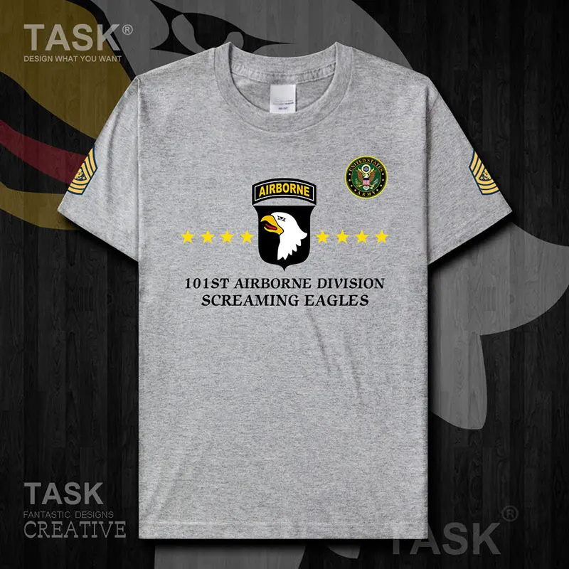 

Футболка мужская летняя с принтом, хлопок, короткий рукав, стиль милитари, Спецназ США 101st