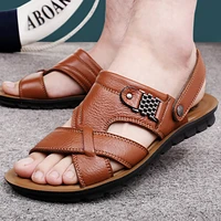 men shoes summer sandals genuine leather fashion casual slippers man shoes plus size roman beach shoes gladiator high quality