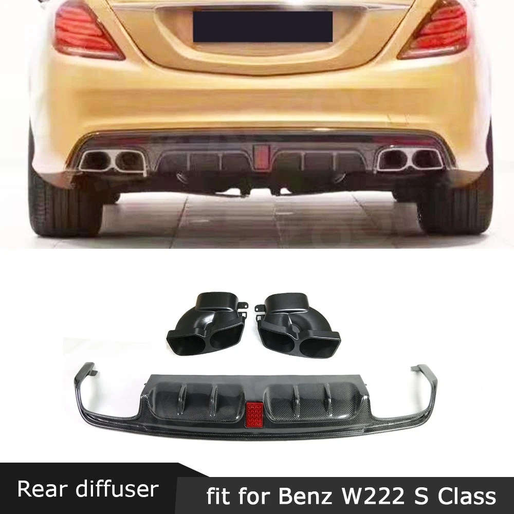 Для Mercedes Benz S Class W222 S63 S65 AMG 13 19 B Стиль диффузор из углеродного волокна губа на