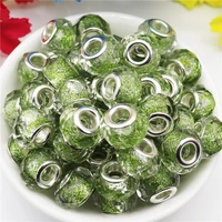 10pcs new color glass cut faceted large hole glitter spacer beads fit for pandora bracelet diy jewelry charms pendants necklaces