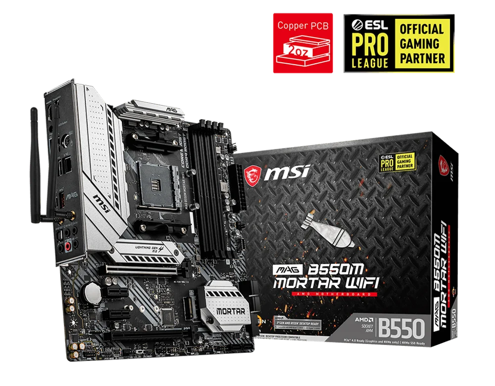 Verkaufen MAG B550M MÖRTEL WIFI AM4 128GB M.2 WIFI GAMING M-ATX USB 3,2