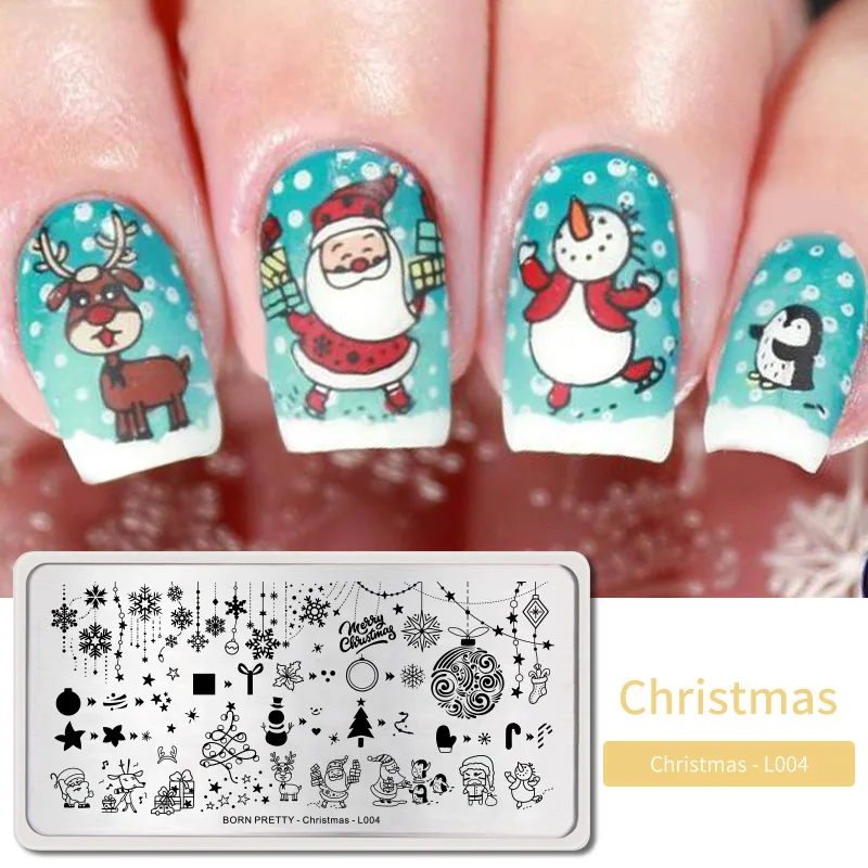 Christmas Day8 BORN PRETTY дизайн ногтей штамп штамповка шаблон цветок геометрии любовь DIY маникюр изображение пластины из нержавеющей стали дизайн ногтей трафарет - Цвет: Christmas Day8