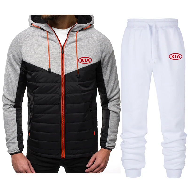

2021 new KIA car logo zipper sweatshirt sports comfortable printing hoodie + pants suit men