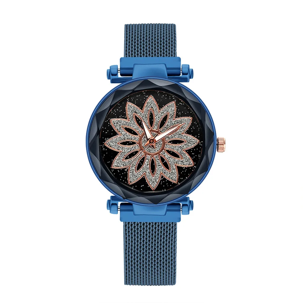 Модные женские часы Звездное небо с Циферблатом из нержавеющей стали кварцевые