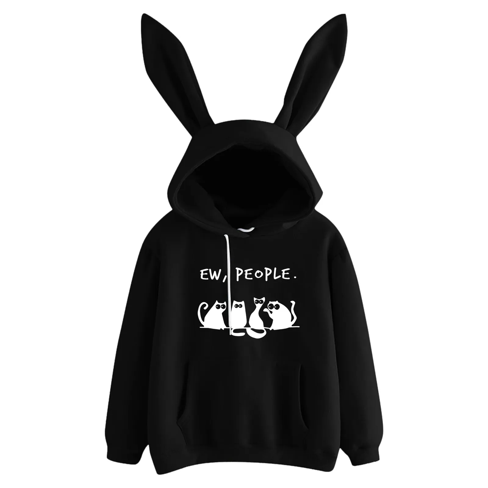 

Kawaii Bunny Hoodie With Rabbit Ears Harajuku Funny Cat Printing Tracksuit Japanese Kpop Korean Hoody Sweatshirts Moletom Blouse