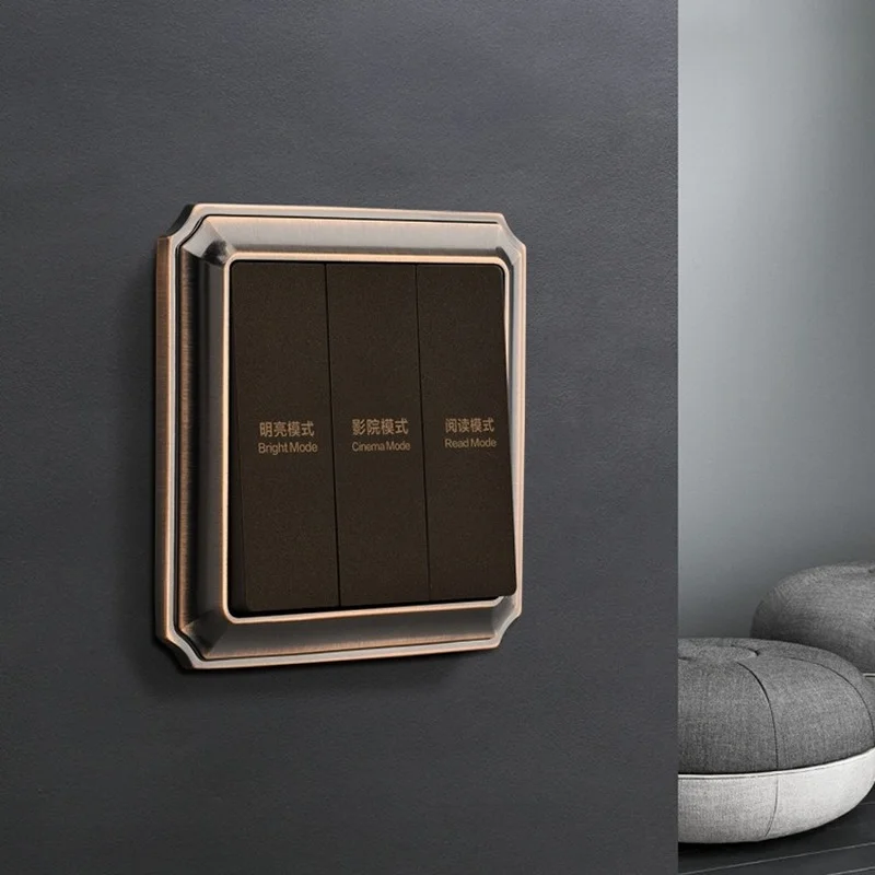 

Hotel Connected Intelligent Rocker Switch Panel Hotel Machinery Bronze Square Rocker Wall Switch