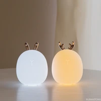 new lovely cute rabbit deer led lamp wireless touch sensor silicone children kids baby bedside decoration christmas night light
