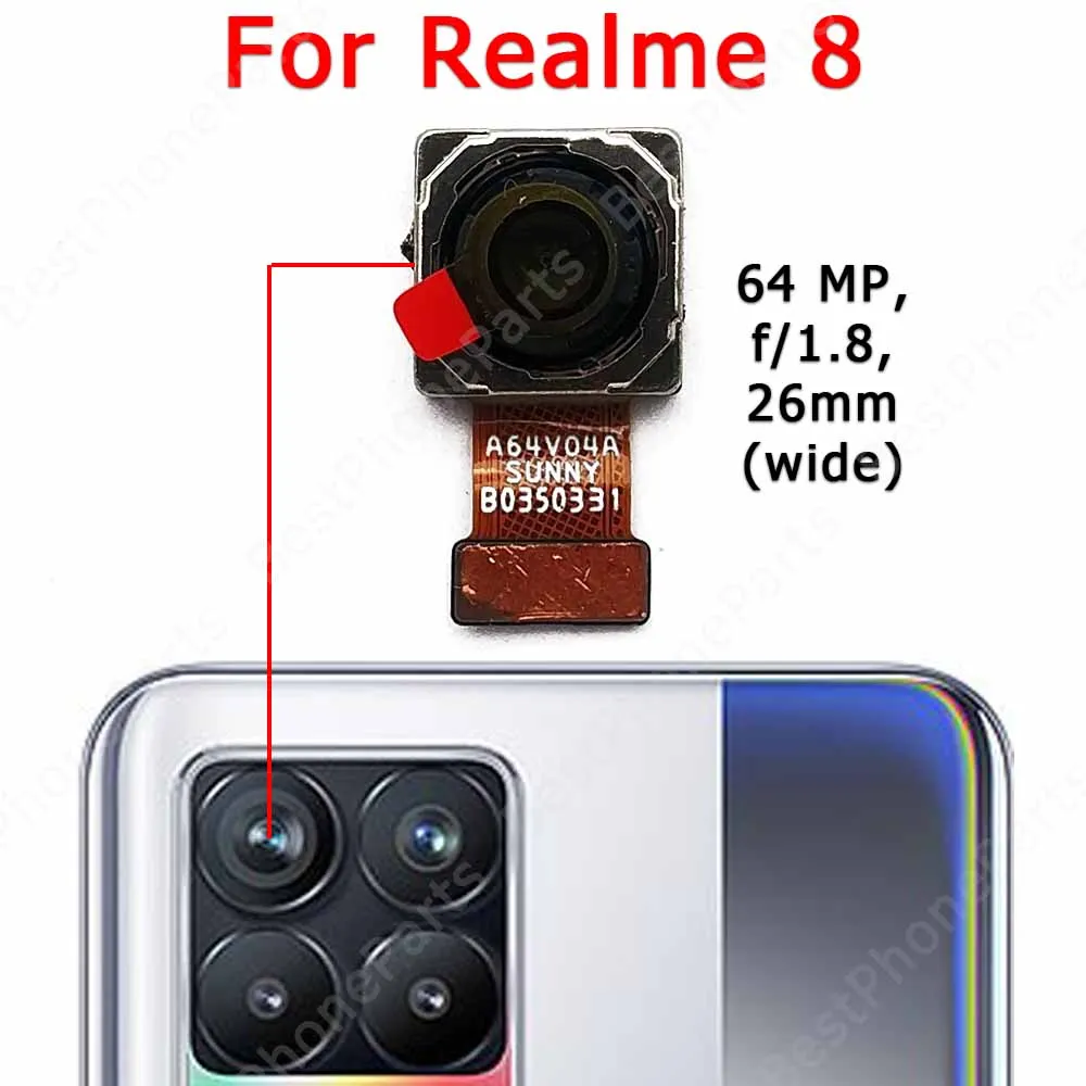 Фото Оригинальная задняя камера для Realme 8 основной модуль камеры заднего вида