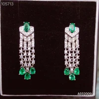 kjjeaxcmy 925 sterling silver inlaid natural emerald earrings new fashion ladies ear stud support test