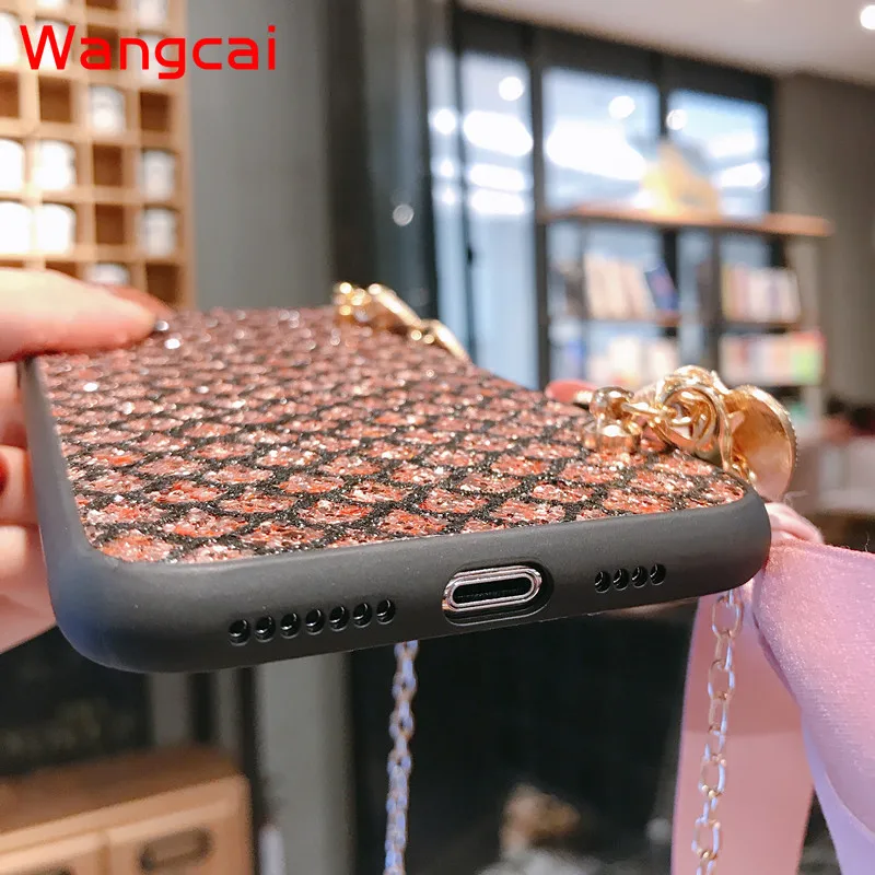 Блестящий чехол для Huawei Mate 30 20 P30 P20 Pro Nova 5 5i 4 3 задняя крышка + ремешок Y9 Prime Y7 Y6 Y5 2019