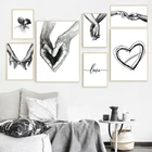 Абстрактная Акварельная живопись за руки, холст, принты, плакат любви, романтическая парная спальня, настенные картины, Декор, подарки для любимых