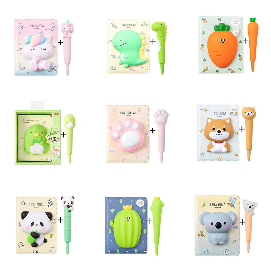 

Kawaii блокнот с единорогом, КАКТУСОМ, собакой, с гелевой ручкой, блокнот, дневник, Еженедельный планировщик, блокнот, канцелярские принадлежно...