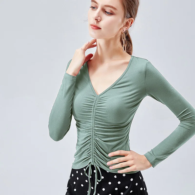 Офисная Леди чистого цвета тощий Лонгслив под змеиную кожу Топ Футболка