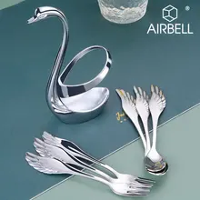 AIRBELL Stainless steel cutlery spoon fork holder dinnerware Swan Fruit Base Salad Coffee Flatware tableware kitchen gadget sets