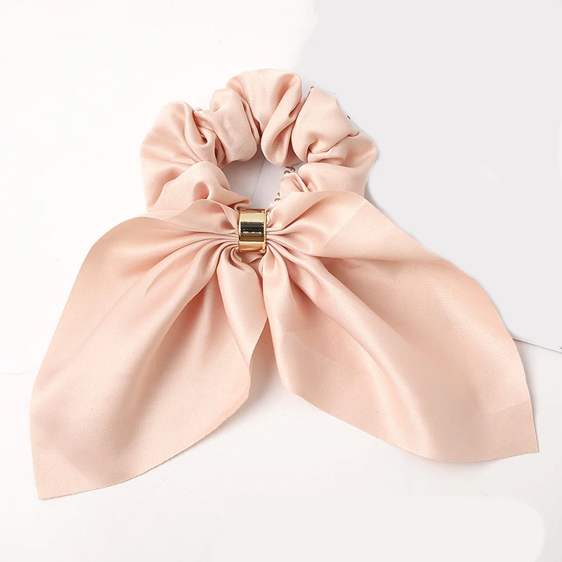 

2020 New Popular Ribbon Elastic Rope Solid Satin Scrunchie Hair Headband Scarf Ties Hair Band Bow