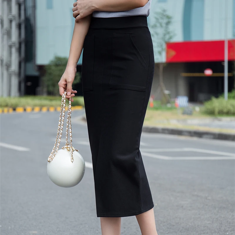 Женская офисная юбка-карандаш с завышенной талией X400 |