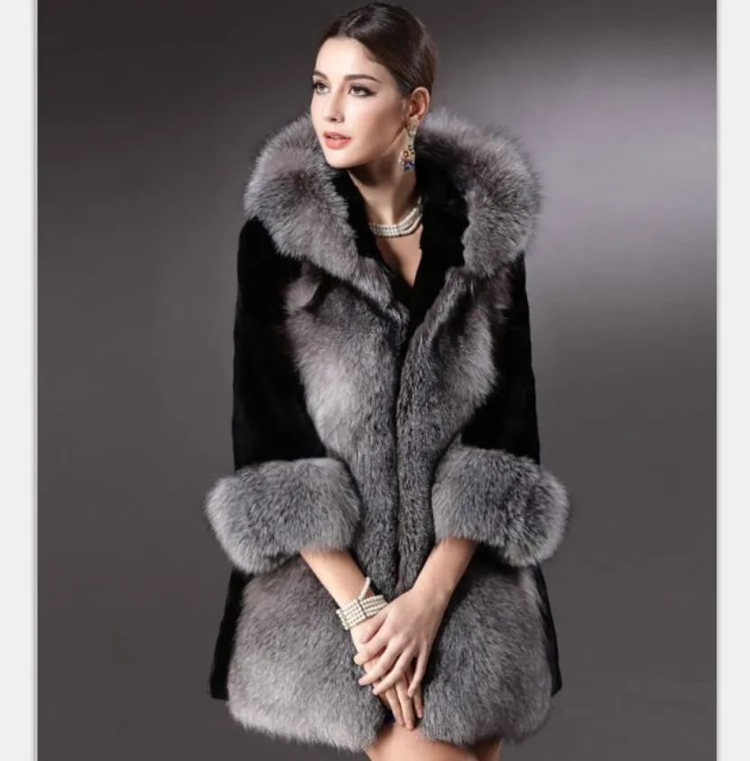 S-3XL Mink Coats Women 2021 Winter Top Fashion Pink FAUX Fur Coat Elegant Thick Warm Outerwear Fake Fur Woman Jacket