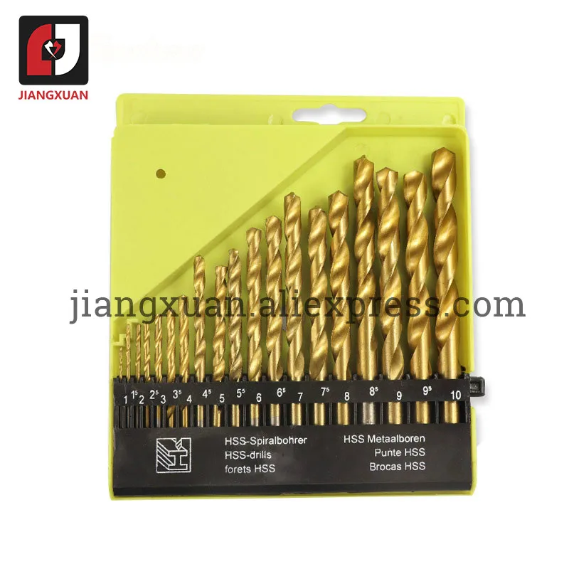

19pcs 1.0-10.0mm with Straight Shank Titanium Plated Drill Twist Drill Round Shank Drill High Speed Steel Titanium Plated Drill