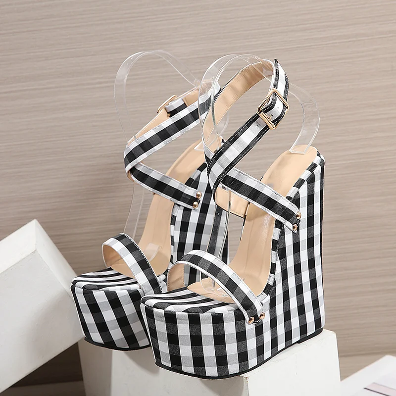 

Suollavie High Quality Scottish Wedges Platform Sandals Gladiator Women High Heels Buckle Strap Summer Open Toe Shoes 35-42