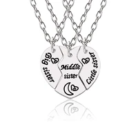 3pcsset broken love heart necklace big middle little sister pendant bbf necklacespendants for women unisex gift fashion