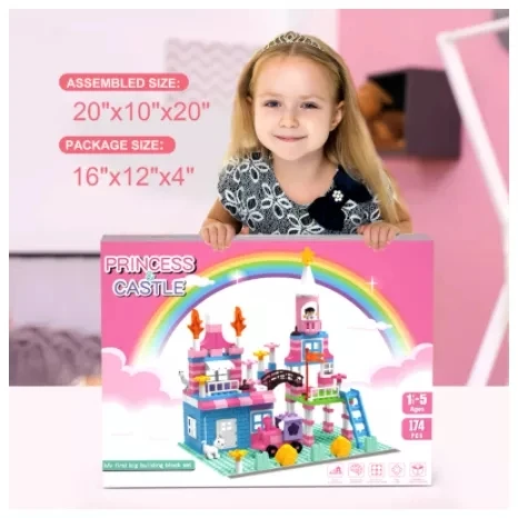 Замок принцессы розовый из кубиков игрушка сделай сам для девочек дом большого