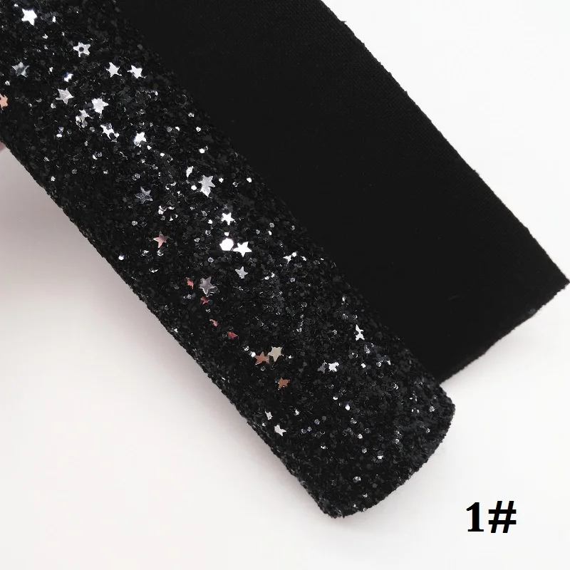1 Glitterwishcome 30X134 см мини рулон синтетическая кожа, массивная блестящая кожа со звездами, блестящая ткань винил для бантов, GM035 - Цвет: 1