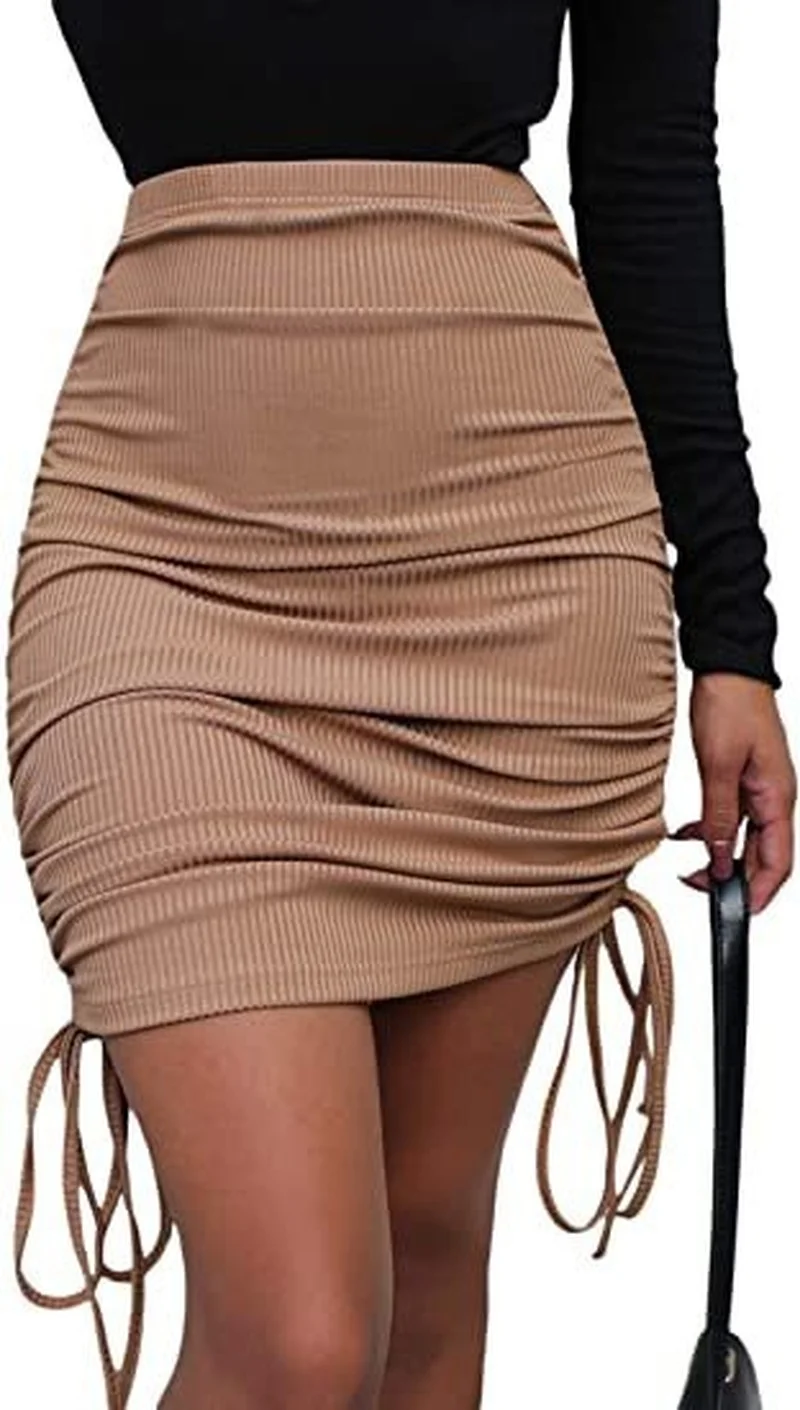 

Half-length Skirt High Waist Sexy Women's Skirt 2021 New Package Hip Skirt Drawstring Fashion Mini Skirt Half-length Skirt Women