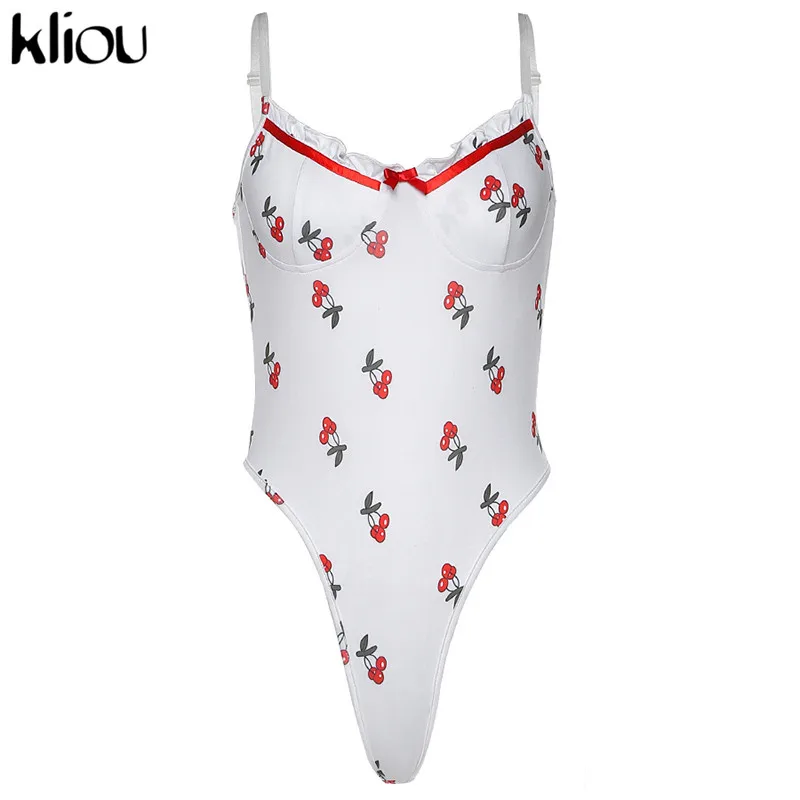 Kliou Женское боди с v образным вырезом милая майка открытой спиной и бантом