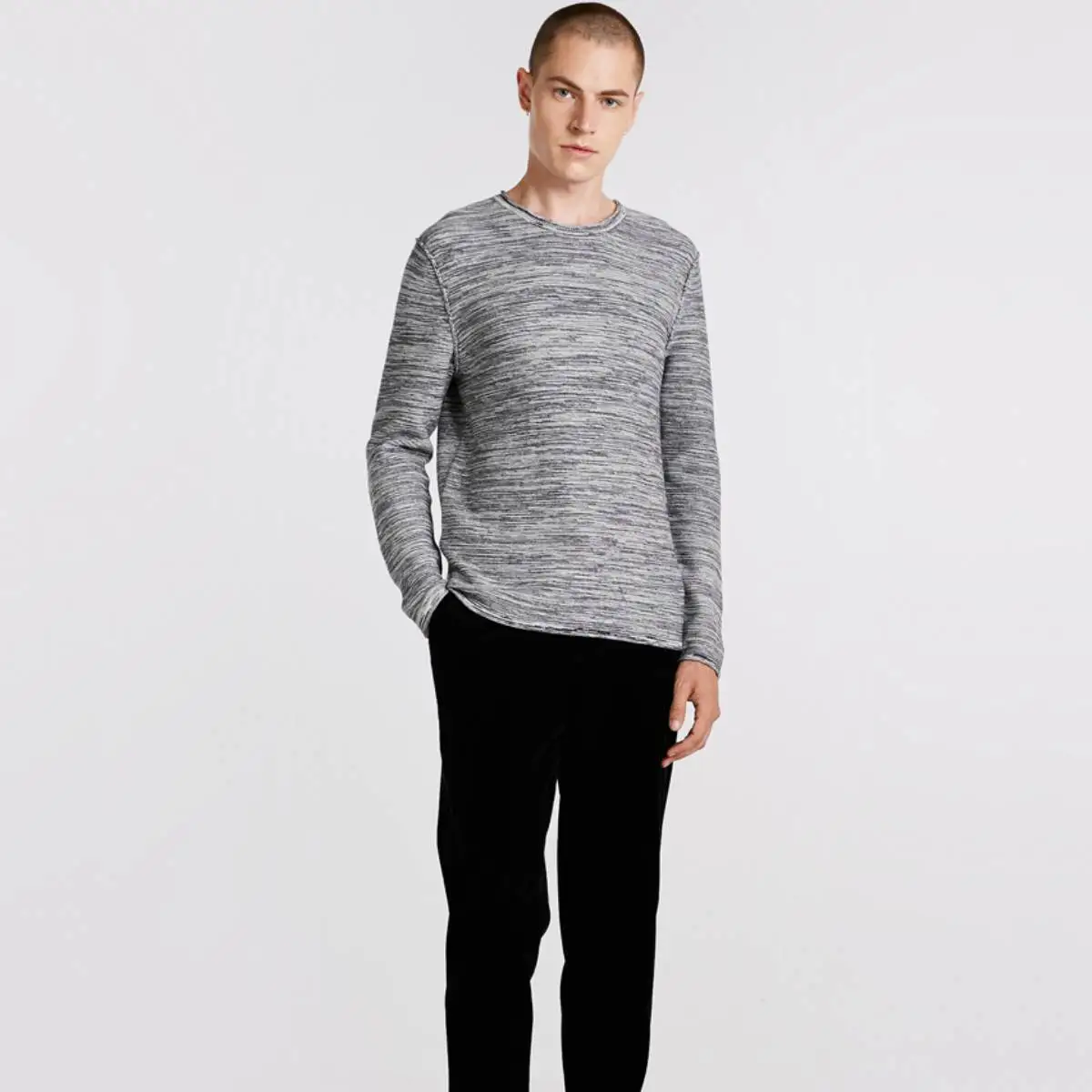 JackJones мужские хлопковые круглый вырез пуловер зимний свитер | 218324512 Мужская