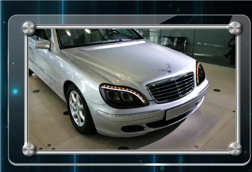 2 шт. 1998~ 2005y бампер автомобиля головной светильник для Mercedes Benz W220 туман S280 S320 S350 S500 S600 головной светильник W220 линзы прожекторного типа светильник