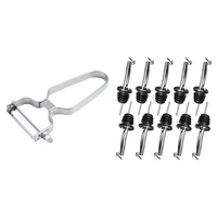 10 pack stainless steel wine pourers liquor pour spouts set 1x 2 in 1 slicer planer potato carrot grinder kitchen tool