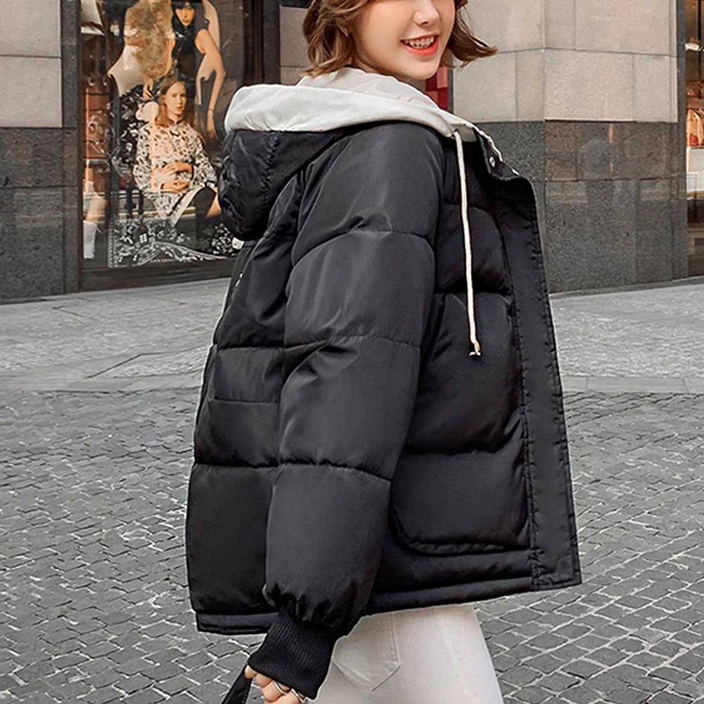 Женские модные парки с капюшоном пуховик на шнуровке толстое теплое пальто