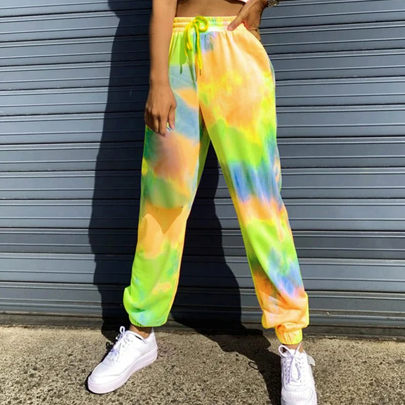 SFIT Tie Dye джоггеры с высокой талией длинные женские Мешковатые Штаны спортивные