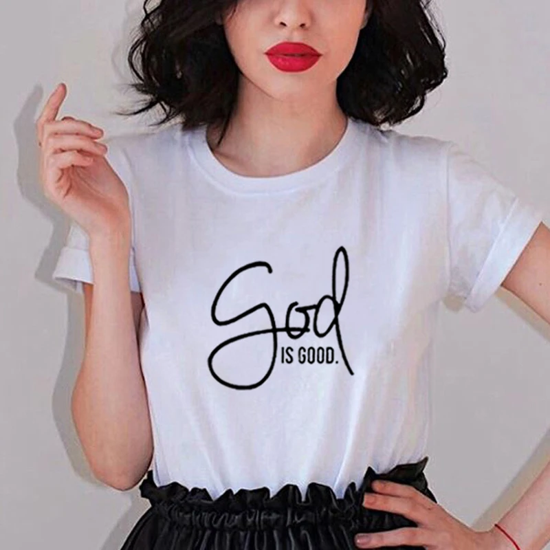 

Женская хлопковая футболка с коротким рукавом, круглым вырезом и принтом