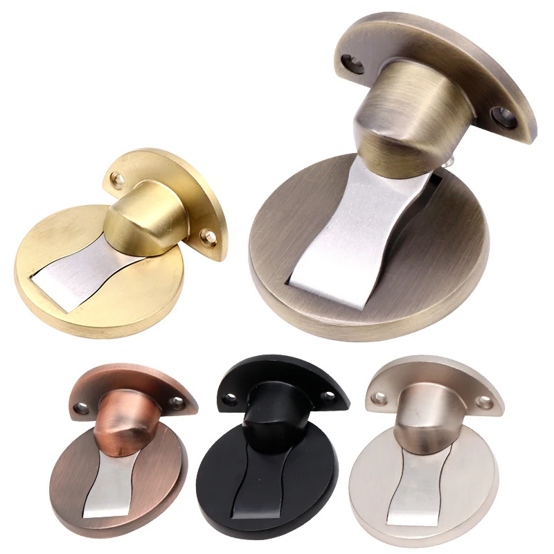 Thickening Magnetic Door Stops Znic Alloy Door Stopper Hidden Door Holders Catch Floor Nail-free Doorstop Furniture Hardware
