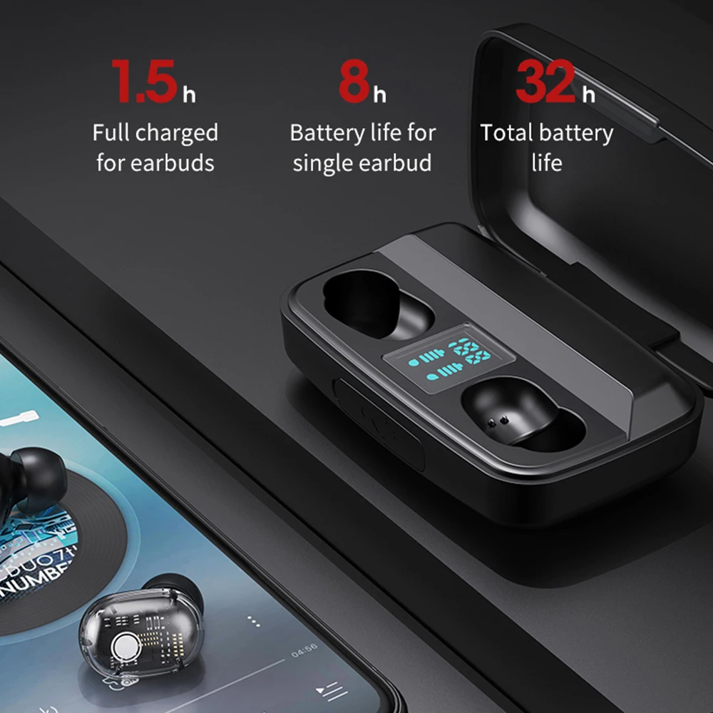 TWS Bluetooth-совместимые беспроводные наушники 5.0 портативные внешние аккумуляторы
